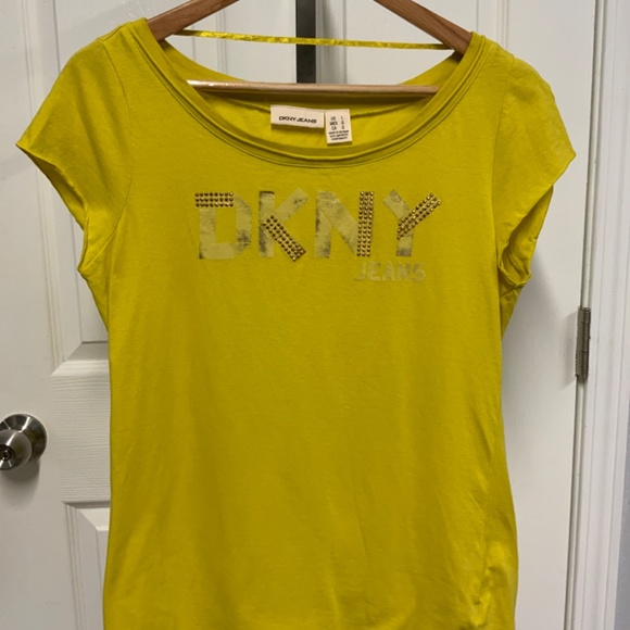 DKNY Yellow Tee with Embellished Logo - Picture 4 of 7